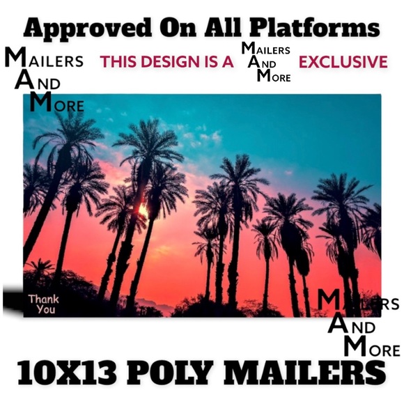 50 10X13 Poly Mailers Twilight Palms Shipping Envelopes PRICE IS FIRM - Picture 4 of 8